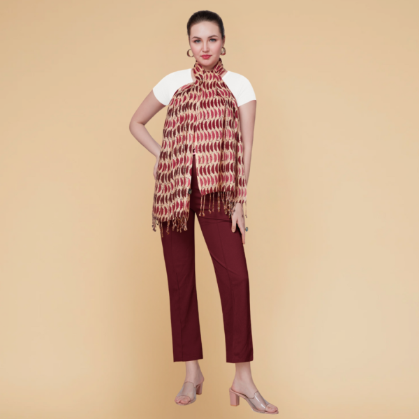 Liva Viscose Geometric Print Crimson Rayon Stole