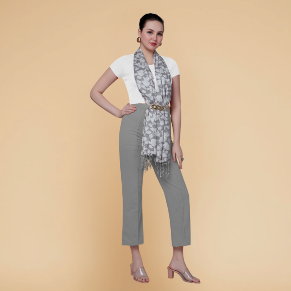 Liva Viscose Floral Print Grey Rayon  Stole