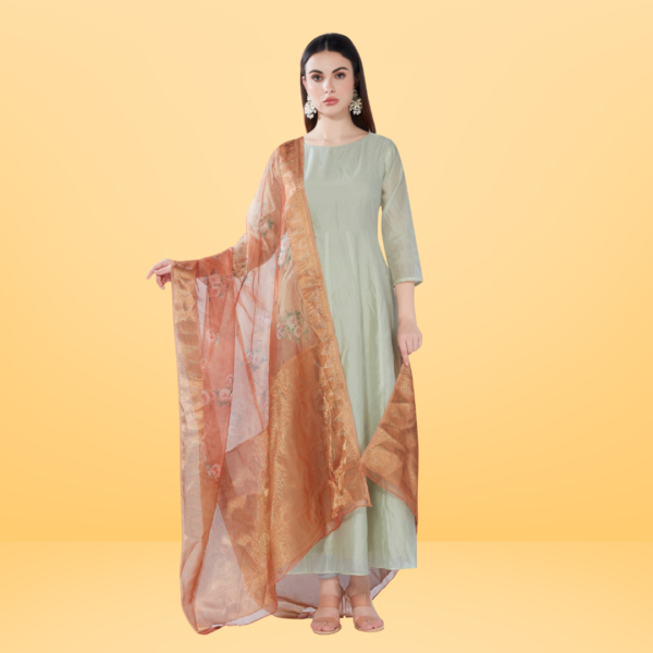Organza Digital Print Dupatta With Heavy Kasab Border