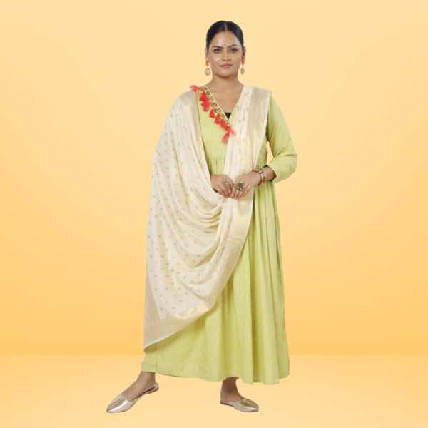 Poly Chanderi Golden Booti Dupatta - Image 3