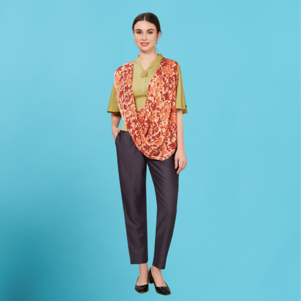 Liva Viscose Floral Print Rust Rayon Stole