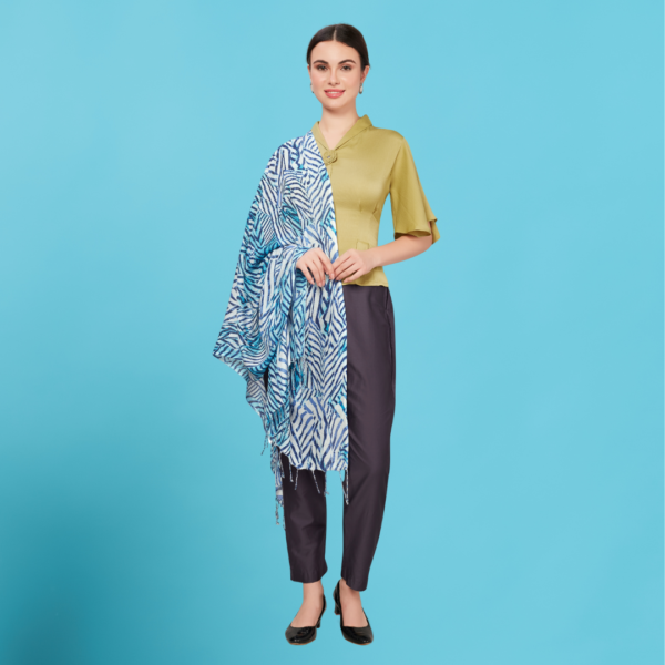Liva Viscose Geometric Print Blue Rayon  Stole