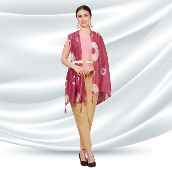 Maroon Tye-Dye Chanderi Dupatta With Zari Embellishment