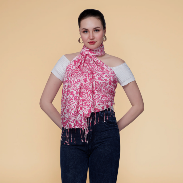 Liva Viscose Casual Wear Pink Rayon  Stole - Image 2