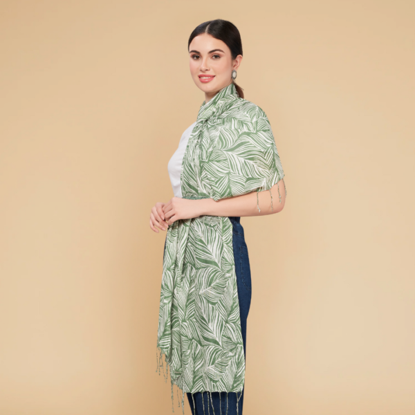 Liva Viscose Leaf Print Rayon Stole - Image 2