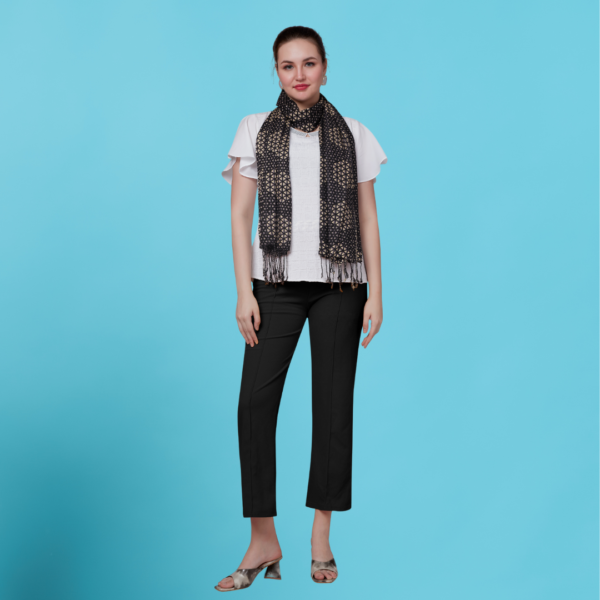 Liva Viscose Geometric Print Black & Beige Rayon Stole
