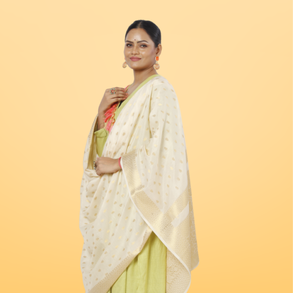 Poly Chanderi Golden Booti Dupatta - Image 2