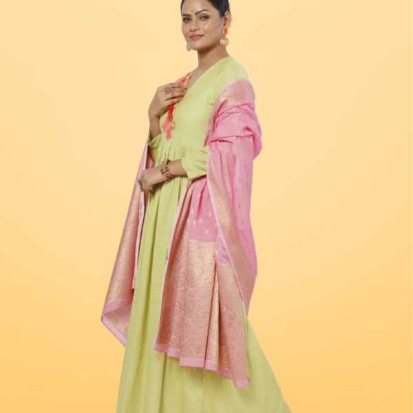 Poly Chanderi Golden Booti Dupatta - Image 2