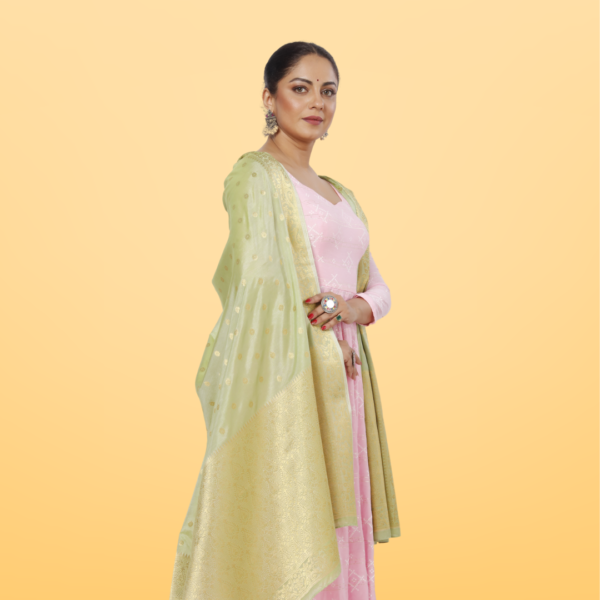 Poly Chanderi Golden Booti Dupatta - Image 2