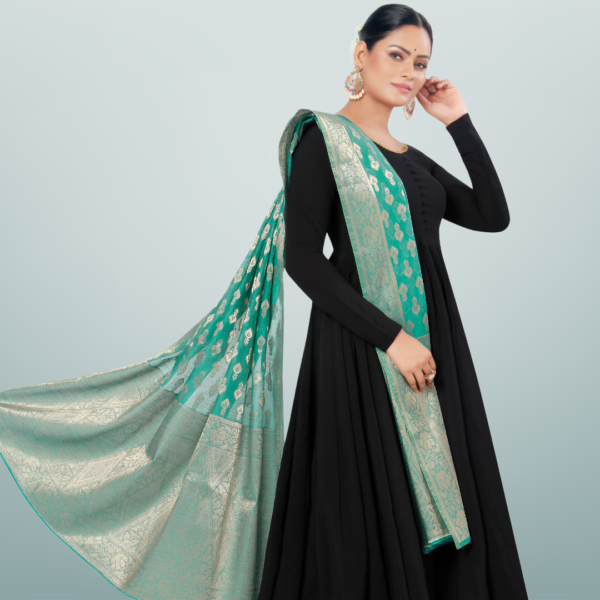 Chanderi Jacquard Dupatta With Rich Border - Image 2
