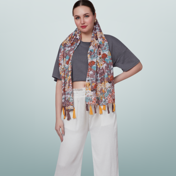 Poly Floral Print Western Scarf - Image 2