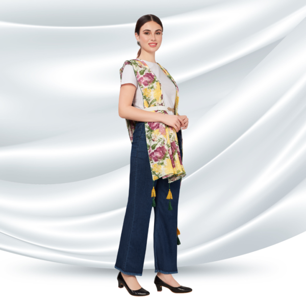 Liva Modal Tropical Print Dupatta With Fancy Tassels - Image 2