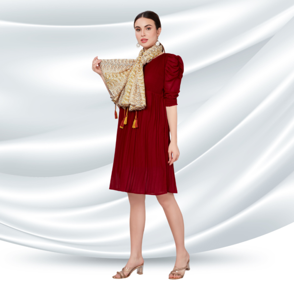 Liva Modal Leaf Print Dupatta With Tassels - Image 2