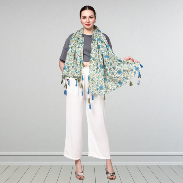 Liva Eco Viscose Rayon Dobby Floral Print Stole