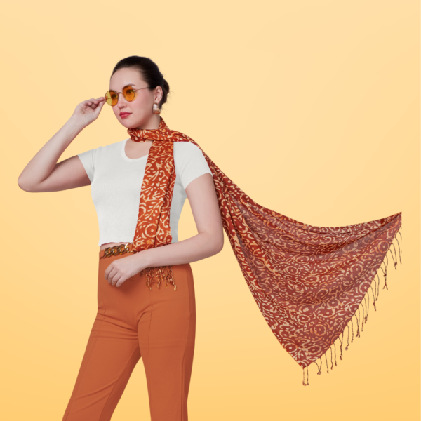 Liva Viscose Abstract Print Sandstone Rayon Stole - Image 2