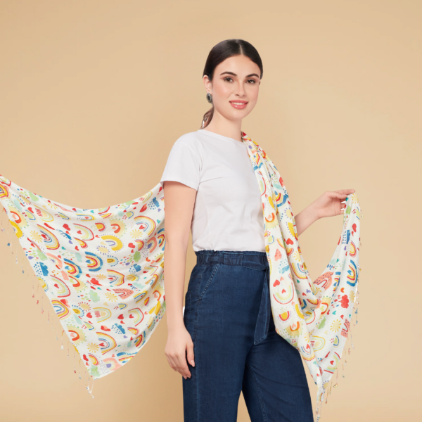 Liva Eco Viscose Rayon Kids Print Stole - Image 3