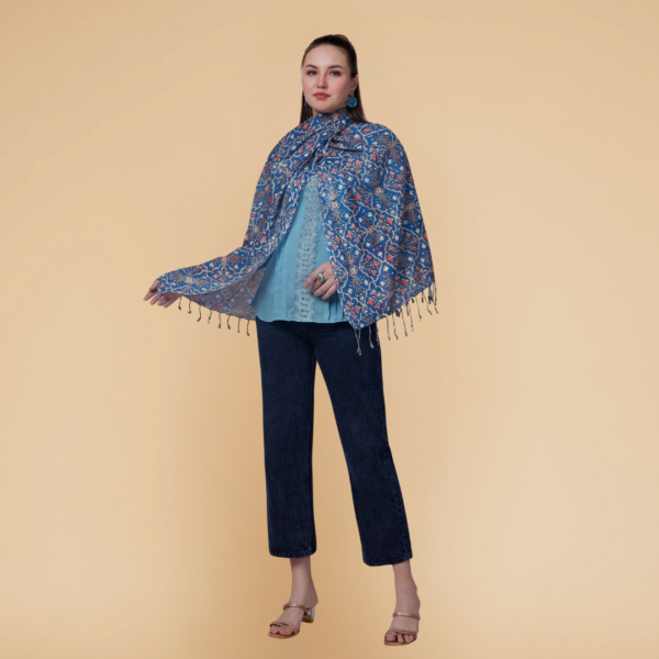 Liva Viscose Patola Print Blue Rayon Stole