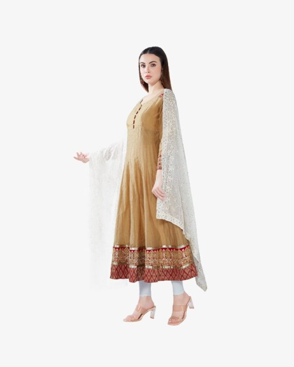 Gold Sequin Embroidery Pure Georgette Dyeable Rich Dupatta - Image 3