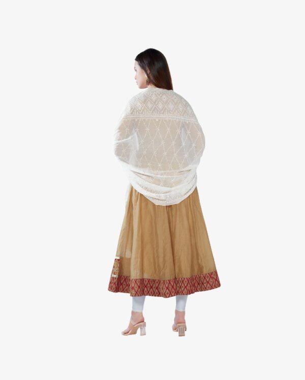 Gold Sequin Embroidery Pure Georgette Dyeable Dupatta - Image 4