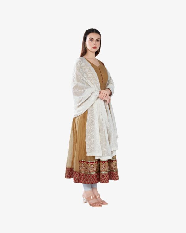 Gold Sequin Embroidery Pure Georgette Dyeable Dupatta - Image 6