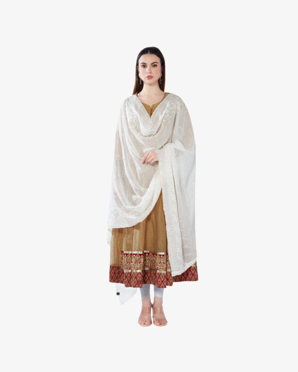 Gold Sequin Embroidery Pure Georgette Dyeable Rich Dupatta
