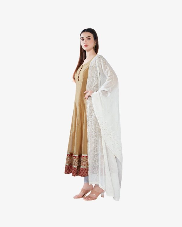 Gold Sequin Embroidery Pure Georgette Dyeable Rich Dupatta - Image 4