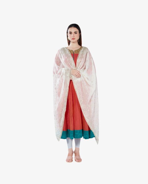 Gold Sequin Embroidery Pure Georgette Dyeable Rich Dupatta