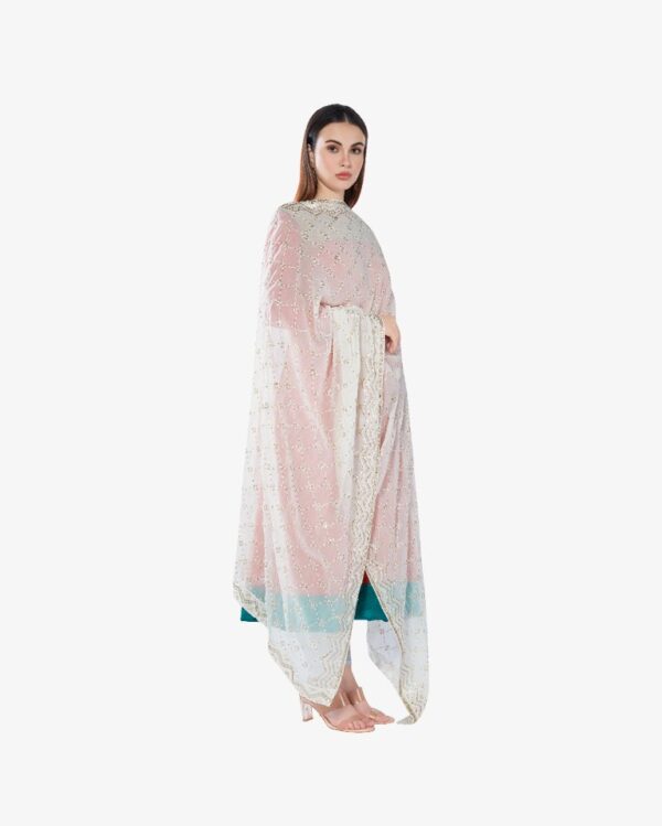 Gold Sequin Embroidery Pure Georgette Dyeable Rich Dupatta - Image 7