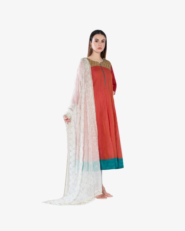 Gold Sequin Embroidery Pure Georgette Dyeable Rich Dupatta - Image 4