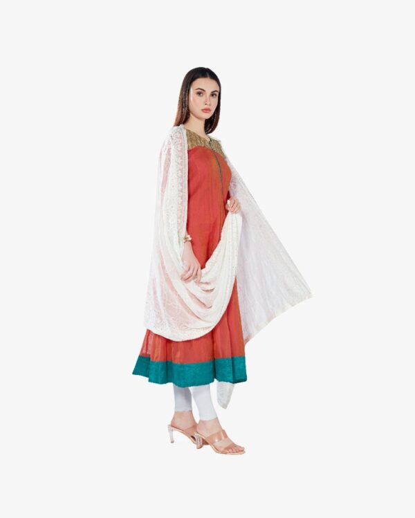 Gold Sequin Embroidery Pure Georgette Dyeable Rich Dupatta - Image 4