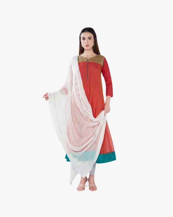 Gold Sequin Embroidery Pure Georgette Dyeable Rich Dupatta