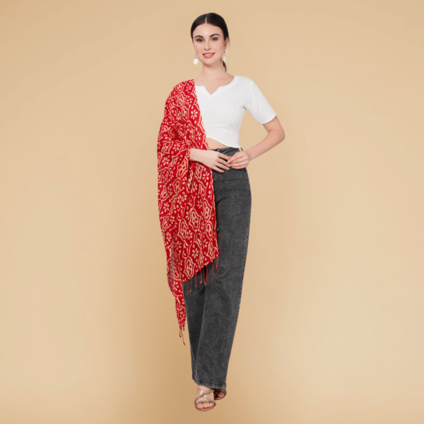 Liva Viscose Batik Print Red Rayon Stole
