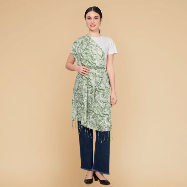 Liva Viscose Leaf Print Rayon Stole