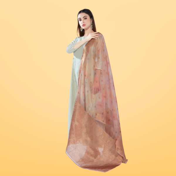Organza Digital Print Dupatta With Heavy Kasab Border - Image 3