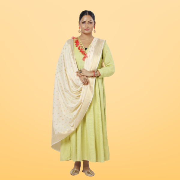 Poly Chanderi Golden Booti Dupatta