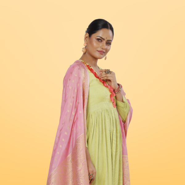 Poly Chanderi Golden Booti Dupatta - Image 3