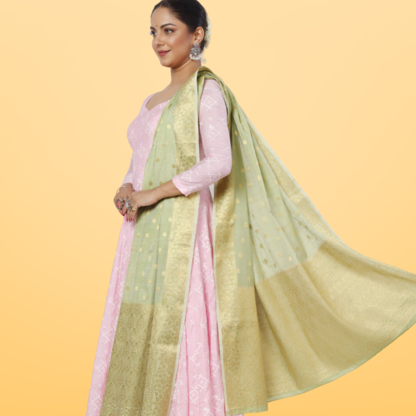 Poly Chanderi Golden Booti Dupatta - Image 3