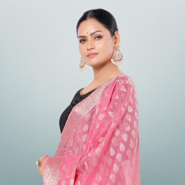 Chanderi Jacquard Dupatta With Rich Border - Image 3