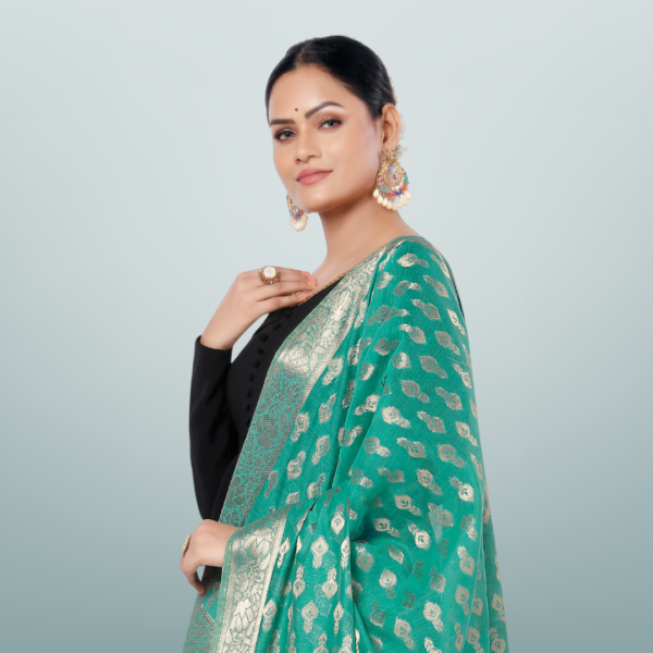 Chanderi Jacquard Dupatta With Rich Border - Image 3