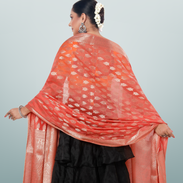 Chanderi Jacquard Dupatta With Rich Border - Image 3