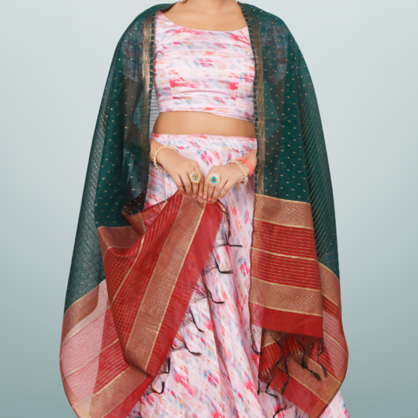Chanderi Silk Woven Dupatta With Jacquard Booti - Image 3