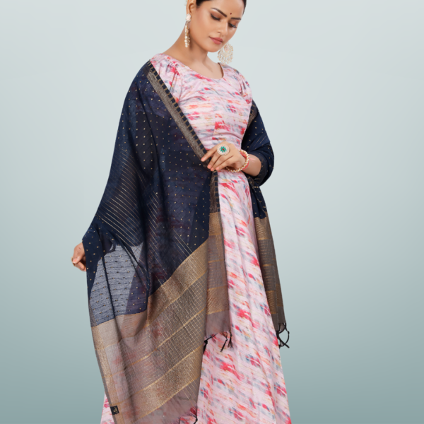 Chanderi Silk Woven Dupatta With Jacquard Booti - Image 3