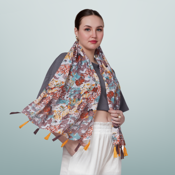 Poly Floral Print Western Scarf - Image 4