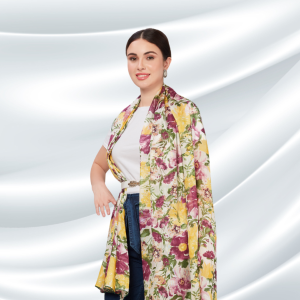 Liva Modal Tropical Print Dupatta With Fancy Tassels - Image 3