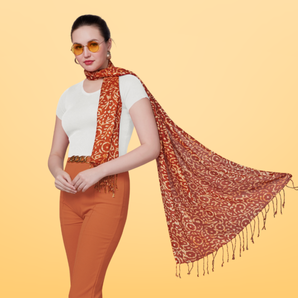 Liva Viscose Abstract Print Sandstone Rayon Stole - Image 4
