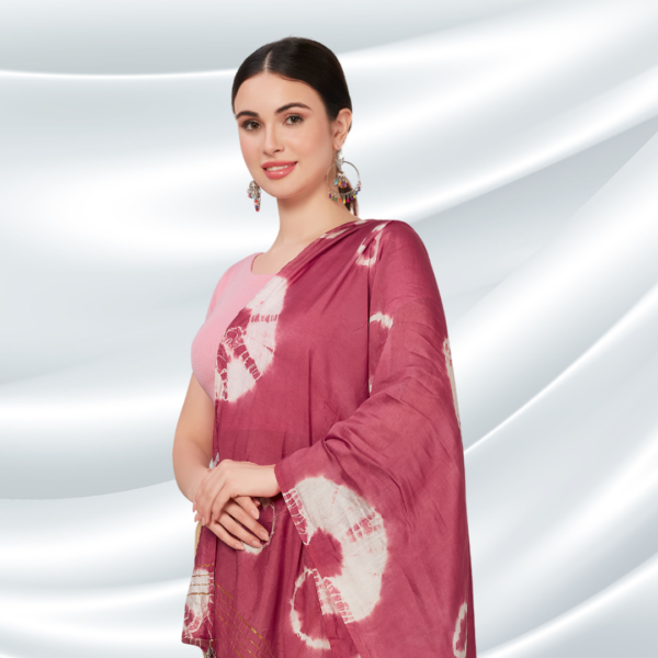 Maroon Tye-Dye Chanderi Dupatta With Zari Embellishment - Image 3