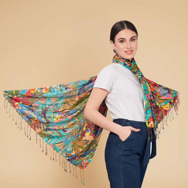 Liva Eco Viscose Rayon Watercolor Print Stole - Image 4