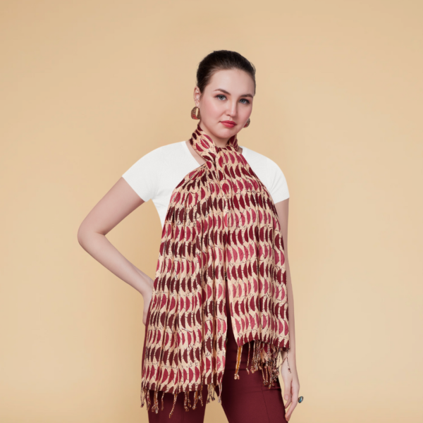 Liva Viscose Geometric Print Crimson Rayon Stole - Image 3
