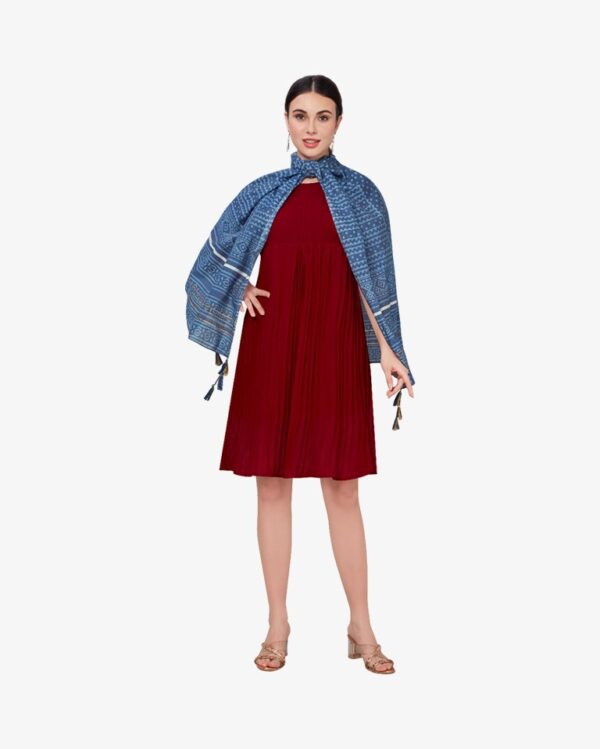 Zig Zag Print Chanderi Dupatta With Fancy Tassels