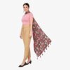 Poly Lurex Fancy Tropical Print Stole With Tassels - Image 3